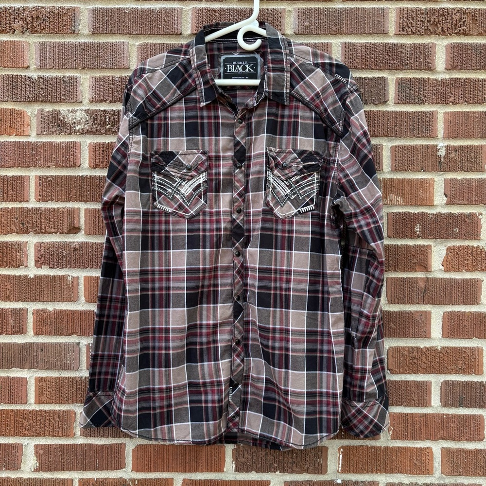 Buckle Black Label Shirt Long Sleeve Button Up Standard Fit Men's Size XL